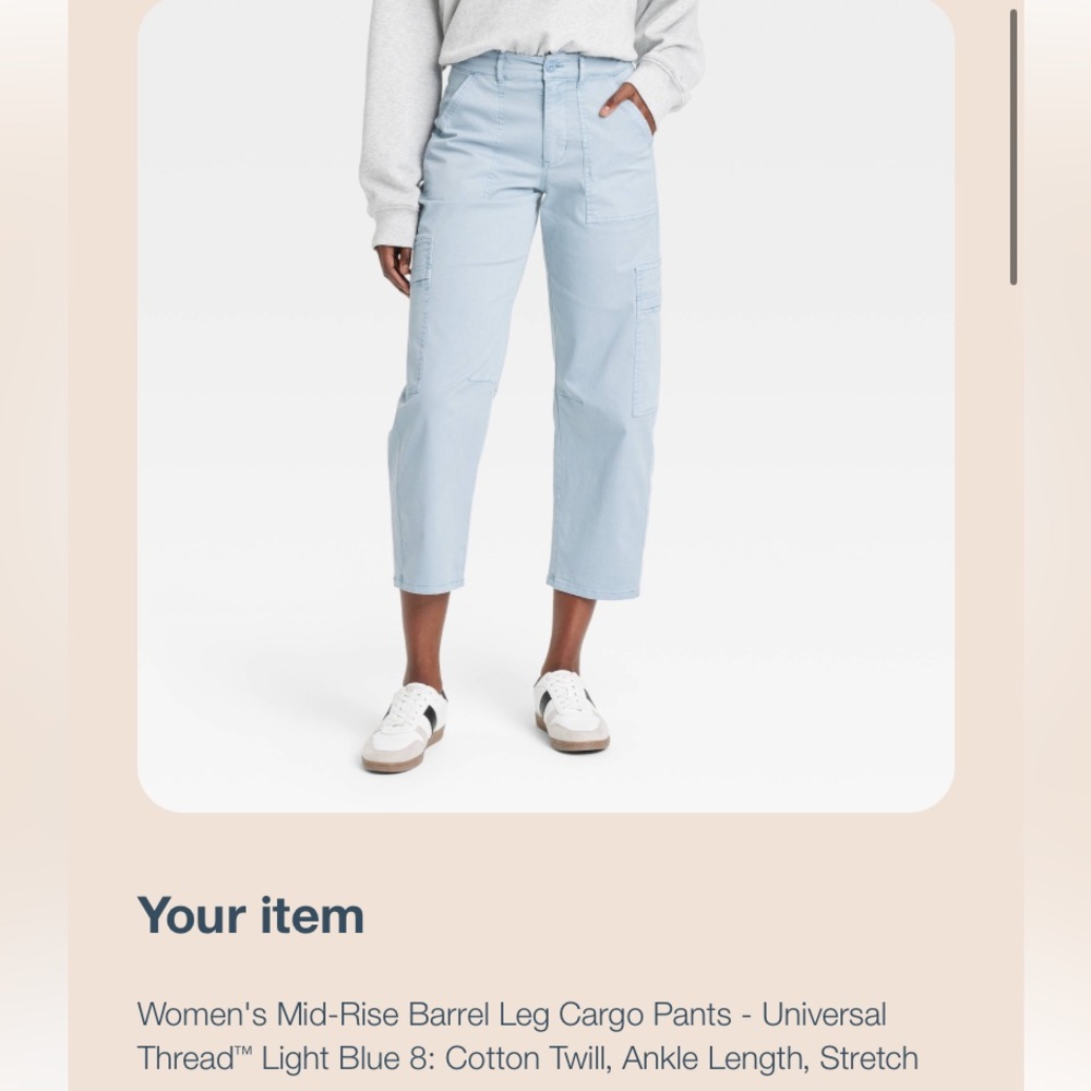 Universal Threads Barrel Leg Cargo Pants Women’s 8 Light Blue